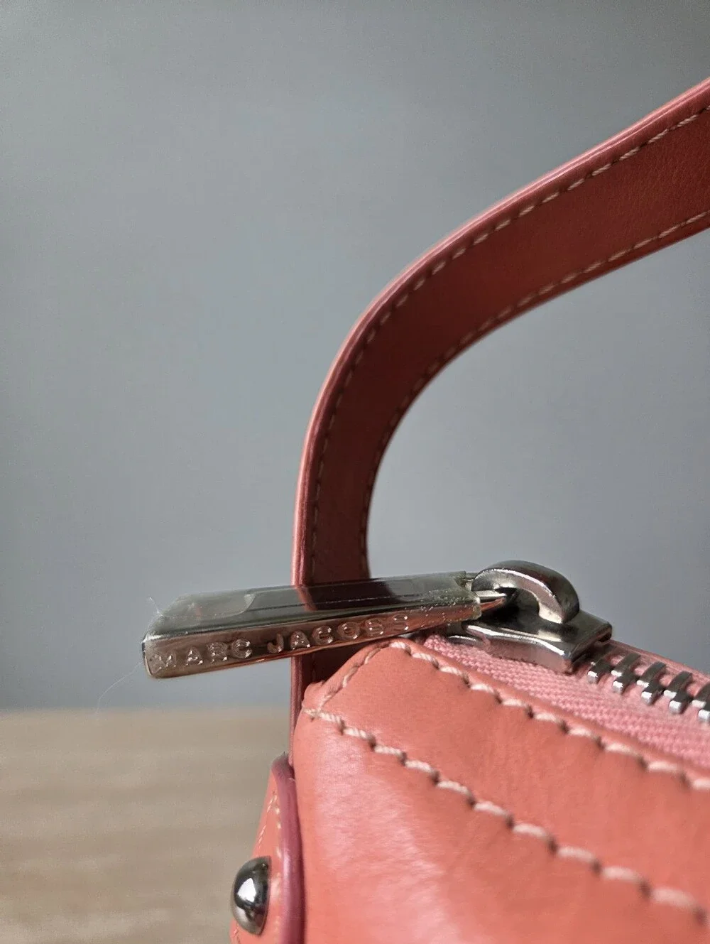 Vintage Y2K Marc Jacobs Coral Pink Leather Shoulder Bag Cargo Pocket Hobo Purse